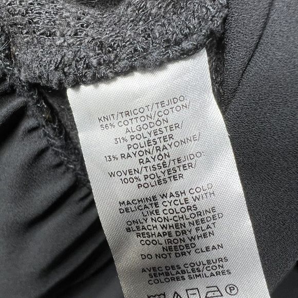 Loft Pullover Sweater Women’s Small Gray/ Black Long Sleeve Ruffled Chiffon Hem - Picture 7 of 8